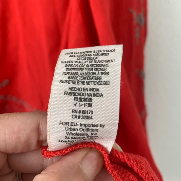 Free People Fire Red Embroidered Kimono size small - Picture 9 of 12